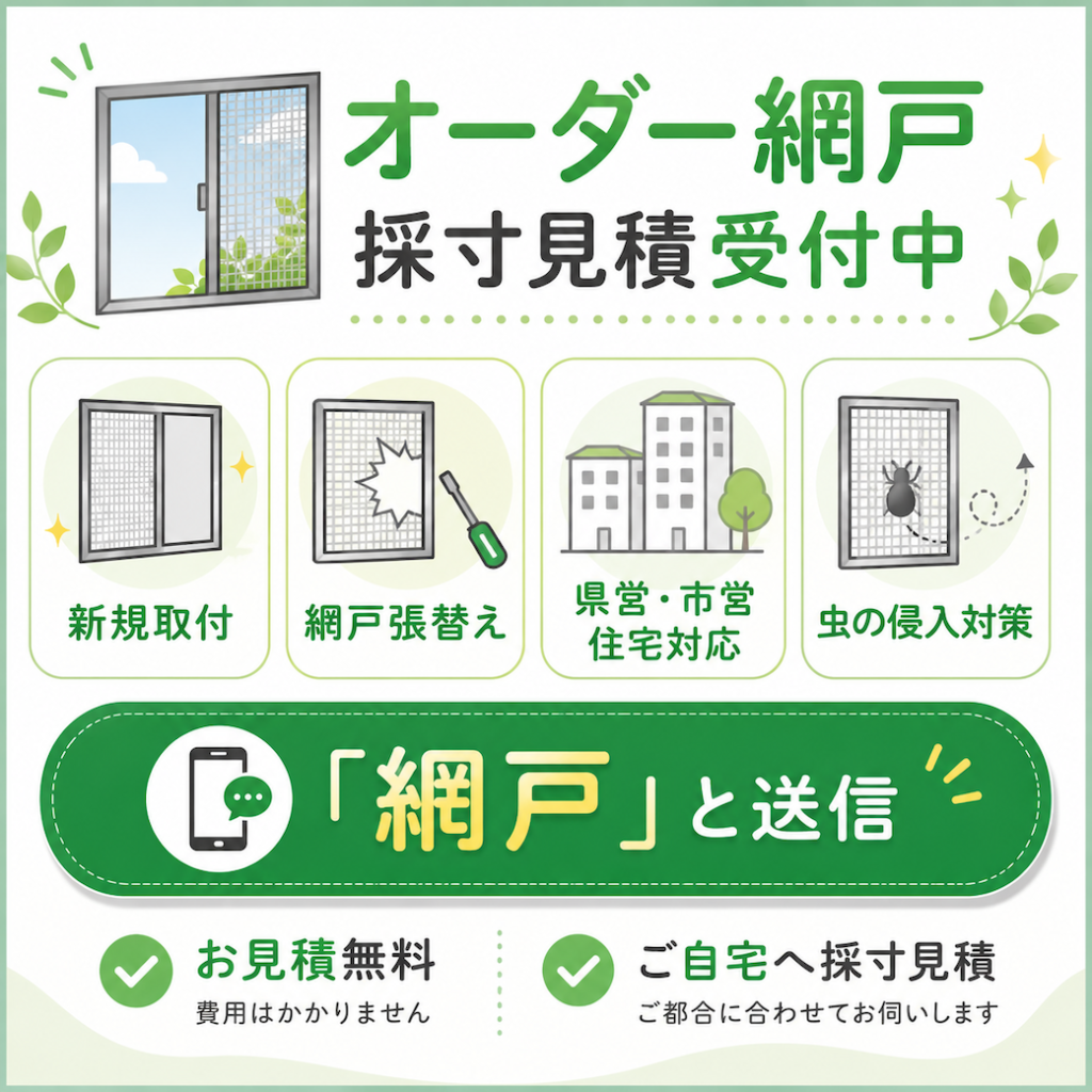 市営/県営住宅に当選したら、網戸がついていない！？神戸市近郊で新規取り付け相談