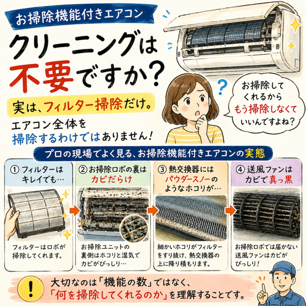 お掃除機能付きエアコンは本当に必要？何百台も分解してきたプロが本音で解説します